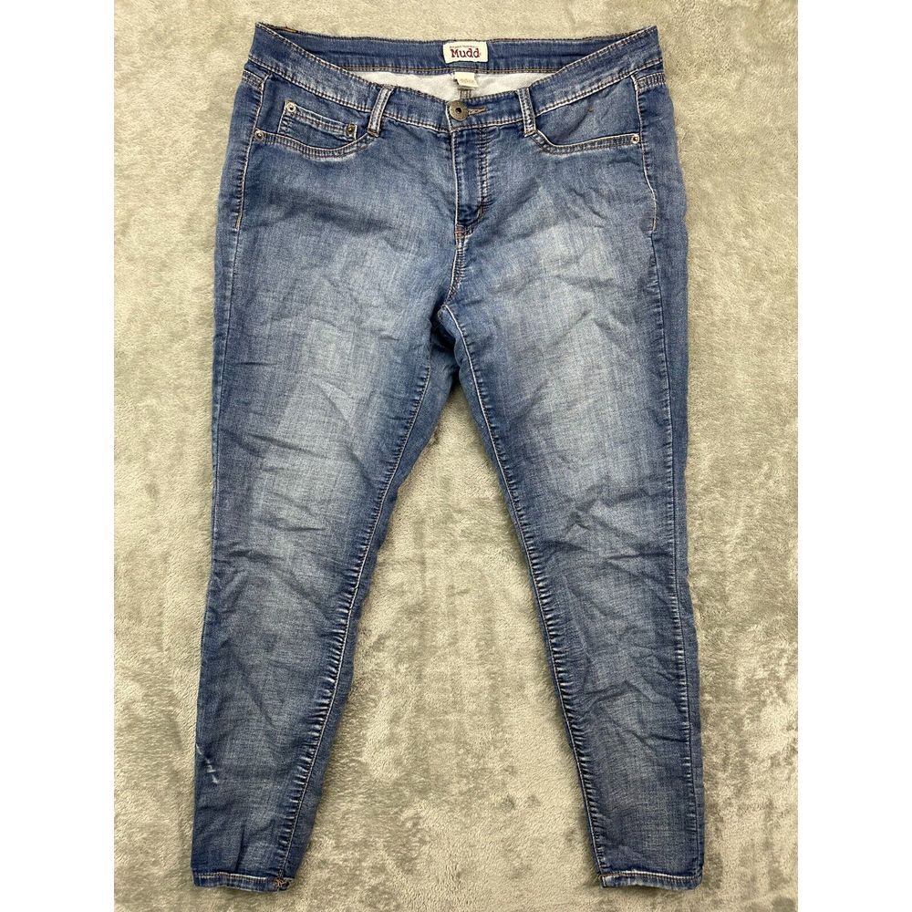 MUDD Women's Jeans 13 Blue Stretch Dark Wash Mid-Rise Tapered Leg